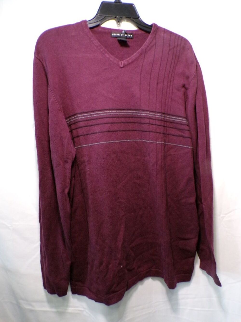 Geoffrey Beene Men's Pullover V-Neck Sweater XL Burgundy Cotton Blend